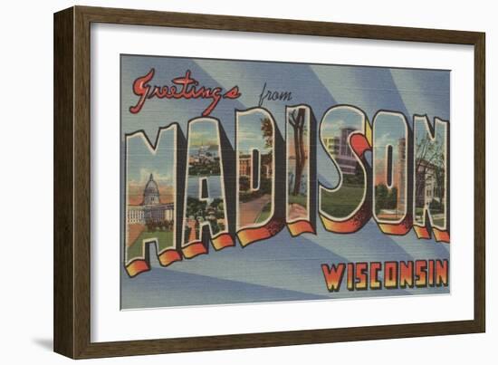 Madison, Wisconsin - Large Letter Scenes-Lantern Press-Framed Art Print