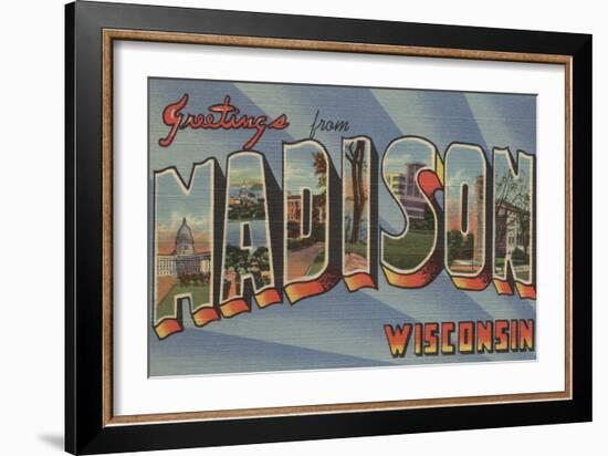 Madison, Wisconsin - Large Letter Scenes-Lantern Press-Framed Art Print