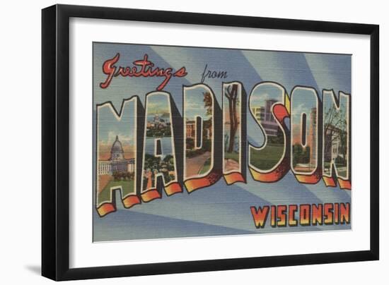 Madison, Wisconsin - Large Letter Scenes-Lantern Press-Framed Art Print