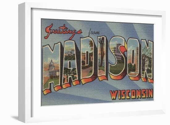 Madison, Wisconsin - Large Letter Scenes-Lantern Press-Framed Art Print