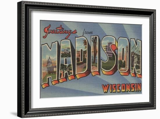 Madison, Wisconsin - Large Letter Scenes-Lantern Press-Framed Art Print