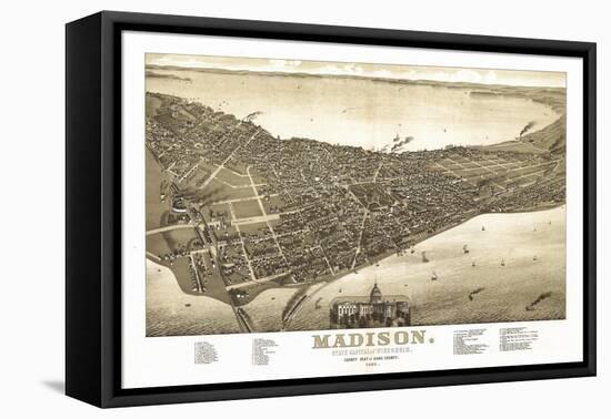 Madison, Wisconsin - Panoramic Map No. 2-Lantern Press-Framed Stretched Canvas