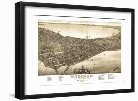 Madison, Wisconsin - Panoramic Map No. 2-Lantern Press-Framed Art Print