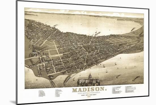 Madison, Wisconsin - Panoramic Map No. 2-Lantern Press-Mounted Art Print