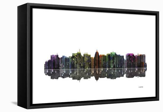 Madison Wisconsin Skyline BW 1-Marlene Watson-Framed Premier Image Canvas