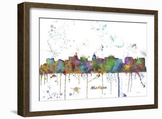 Madison Wisconsin Skyline MCLR 1-Marlene Watson-Framed Giclee Print