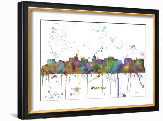 Madison Wisconsin Skyline MCLR 1-Marlene Watson-Framed Giclee Print