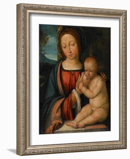 Madona Suckling the Child (Oil on Panel)-Italian School-Framed Giclee Print