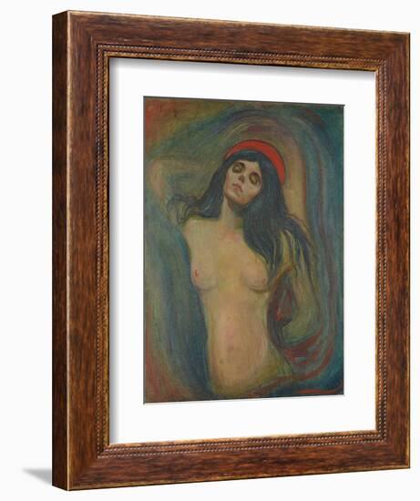 Madonna, 1894, by Edvard Munch, 1863-1944, Norwegian Expressionist painting,-Edvard Munch-Framed Art Print