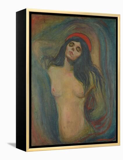 Madonna, 1894, by Edvard Munch, 1863-1944, Norwegian Expressionist painting,-Edvard Munch-Framed Stretched Canvas