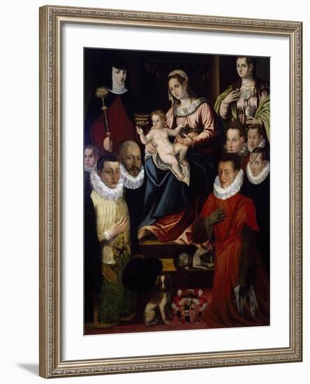 Madonna Adored by St Mary Magdalene, St Brigid and the Cadamosto Family-null-Framed Giclee Print