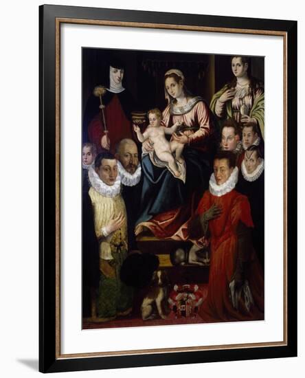 Madonna Adored by St Mary Magdalene, St Brigid and the Cadamosto Family-null-Framed Giclee Print