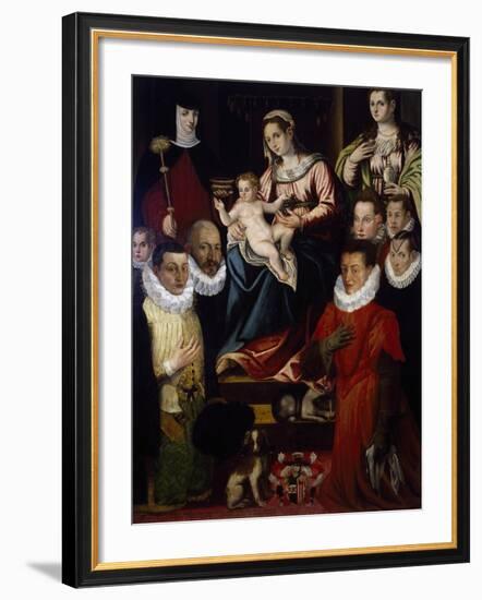 Madonna Adored by St Mary Magdalene, St Brigid and the Cadamosto Family-null-Framed Giclee Print