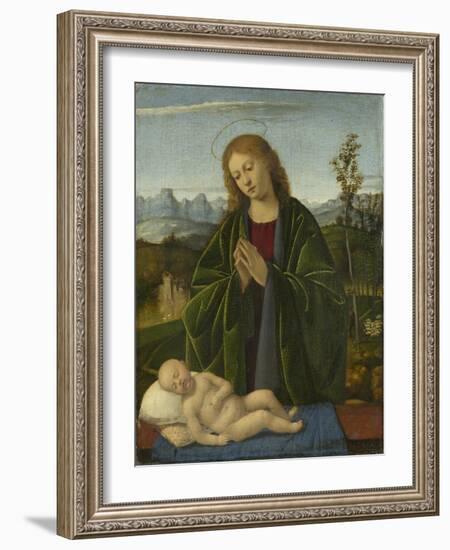 Madonna Adoring the Child, C.1520-Marco Basaiti-Framed Giclee Print