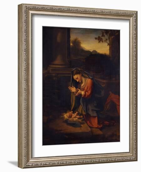 Madonna Adoring the Child, C. 1525-Correggio-Framed Giclee Print