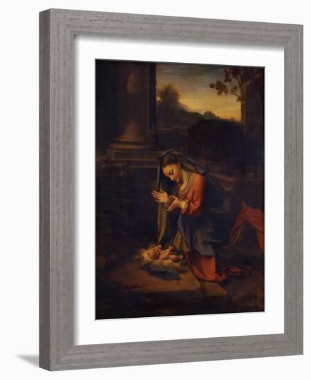 Madonna Adoring the Child, C. 1525-Correggio-Framed Giclee Print