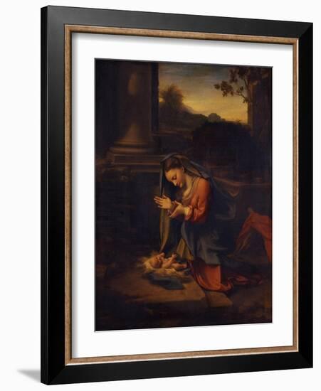 Madonna Adoring the Child, C. 1525-Correggio-Framed Giclee Print