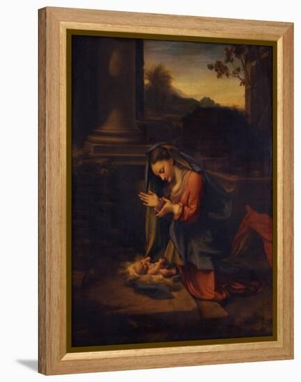 Madonna Adoring the Child, C. 1525-Correggio-Framed Premier Image Canvas