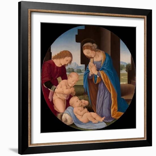 Madonna Adoring the Child with the Infant Saint John the Baptist and an Angel, c.1492-Lorenzo di Credi-Framed Giclee Print