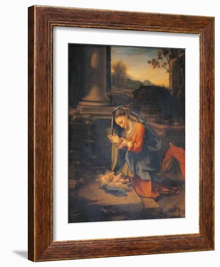 Madonna Adoring the Child-Correggio-Framed Giclee Print