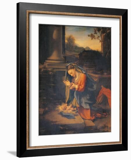 Madonna Adoring the Child-Correggio-Framed Giclee Print