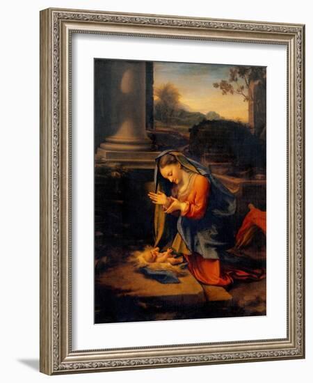 Madonna Adoring the Child-Correggio-Framed Art Print