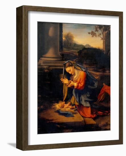 Madonna Adoring the Child-Correggio-Framed Art Print