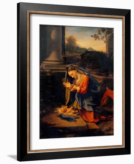 Madonna Adoring the Child-Correggio-Framed Art Print