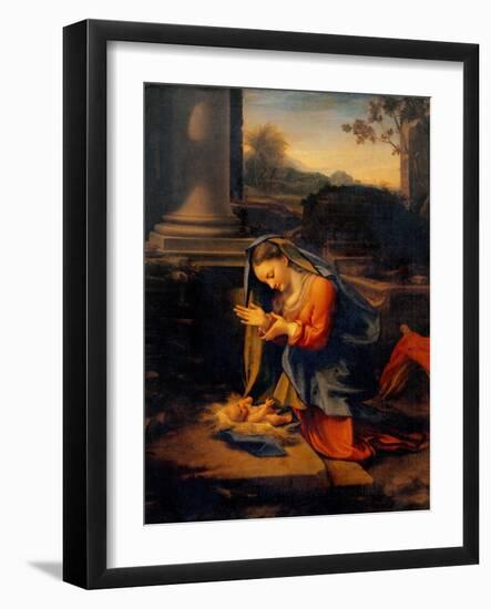 Madonna Adoring the Child-Correggio-Framed Art Print