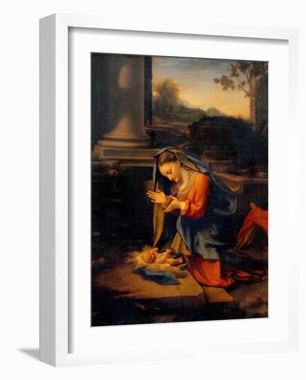 Madonna Adoring the Child-Correggio-Framed Art Print