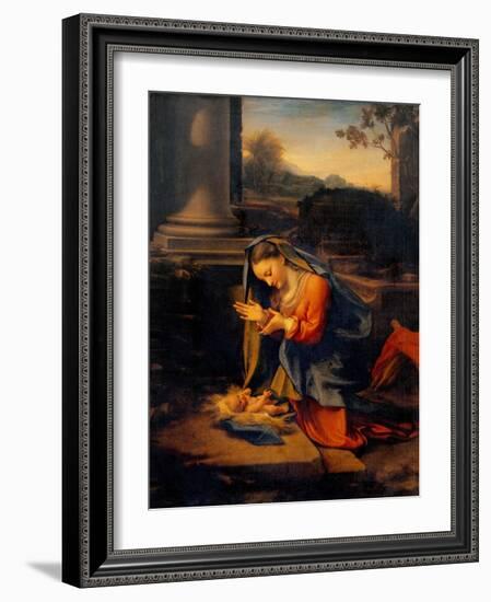 Madonna Adoring the Child-Correggio-Framed Art Print