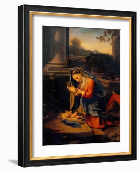 Madonna Adoring the Child-Correggio-Framed Art Print