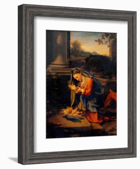 Madonna Adoring the Child-Correggio-Framed Art Print