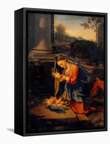Madonna Adoring the Child-Correggio-Framed Stretched Canvas