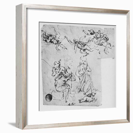 'Madonna Adoring the Infant Christ and Other Figures', c1480 (1945)-Leonardo Da Vinci-Framed Giclee Print