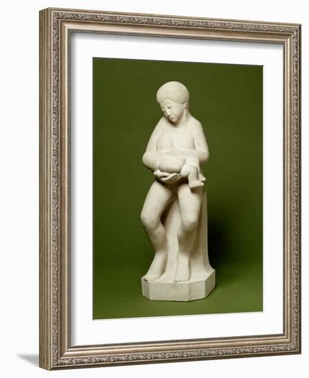 Madonna and Child 2 - Feet Apart, 1910 (Portland Stone)-Eric Gill-Framed Giclee Print