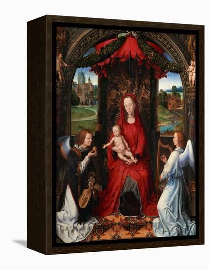 Madonna and Child, Angel with Violin in His Hand; Landscape with Farmhouse and Castle-Hans Memling-Framed Premier Image Canvas