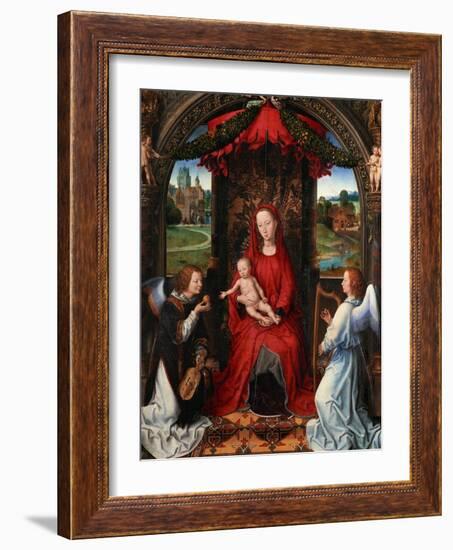 Madonna and Child, Angel with Violin in His Hand; Landscape with Farmhouse and Castle-Hans Memling-Framed Giclee Print