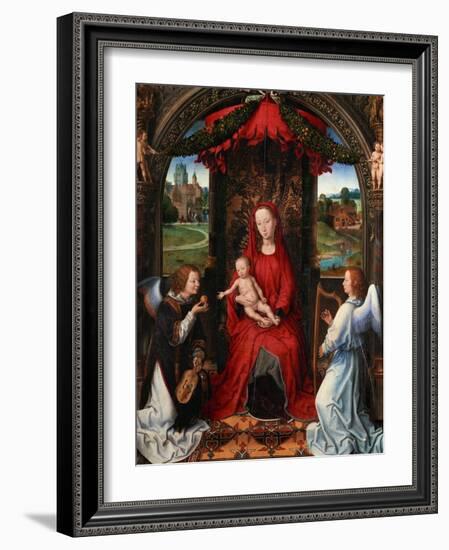 Madonna and Child, Angel with Violin in His Hand; Landscape with Farmhouse and Castle-Hans Memling-Framed Giclee Print