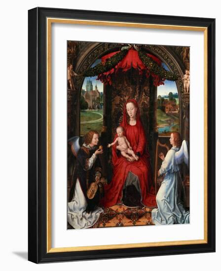 Madonna and Child, Angel with Violin in His Hand; Landscape with Farmhouse and Castle-Hans Memling-Framed Giclee Print