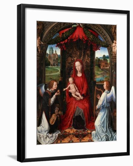 Madonna and Child, Angel with Violin in His Hand; Landscape with Farmhouse and Castle-Hans Memling-Framed Giclee Print