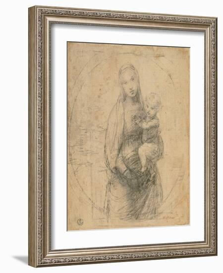 Madonna and Child at Two Thirds Figure-Sanzio Raffaello-Framed Giclee Print