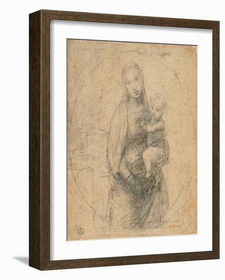 Madonna and Child at Two Thirds Figure-Sanzio Raffaello-Framed Giclee Print