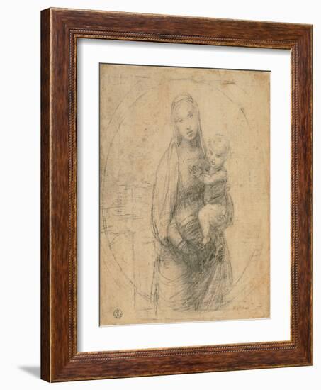 Madonna and Child at Two Thirds Figure-Sanzio Raffaello-Framed Giclee Print