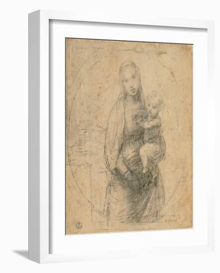 Madonna and Child at Two Thirds Figure-Sanzio Raffaello-Framed Giclee Print
