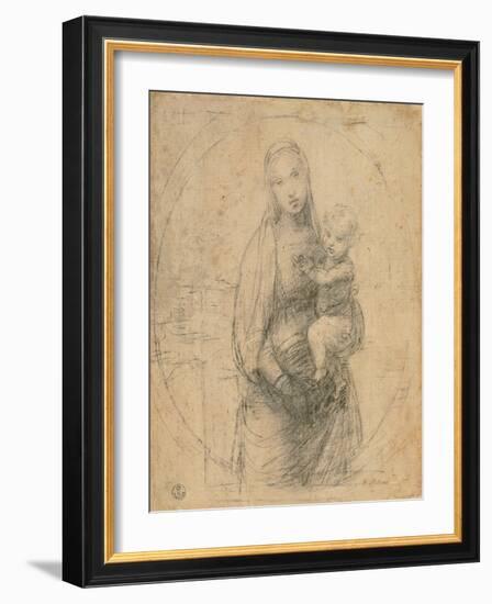 Madonna and Child at Two Thirds Figure-Sanzio Raffaello-Framed Giclee Print