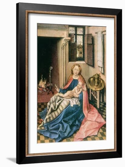 Madonna and Child before a Fireplace, 1430S-Robert Campin-Framed Giclee Print