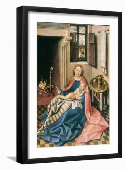 Madonna and Child before a Fireplace, 1430S-Robert Campin-Framed Giclee Print