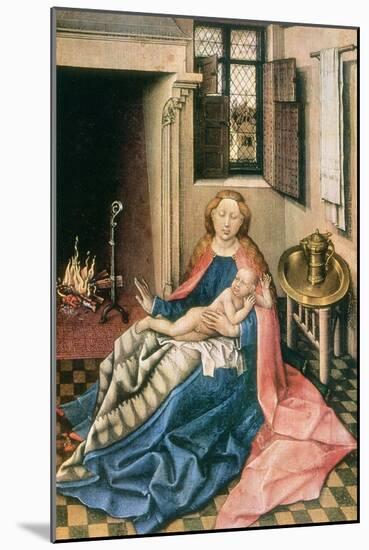 Madonna and Child before a Fireplace, 1430S-Robert Campin-Mounted Giclee Print