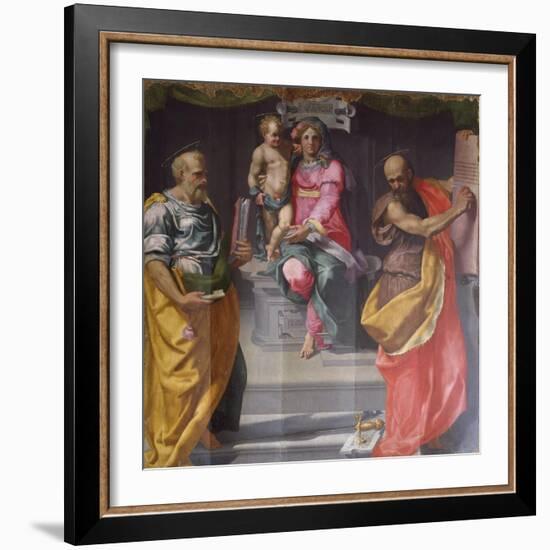 Madonna and Child Between Saints Peter and Paul-Daniele Da Volterra-Framed Giclee Print